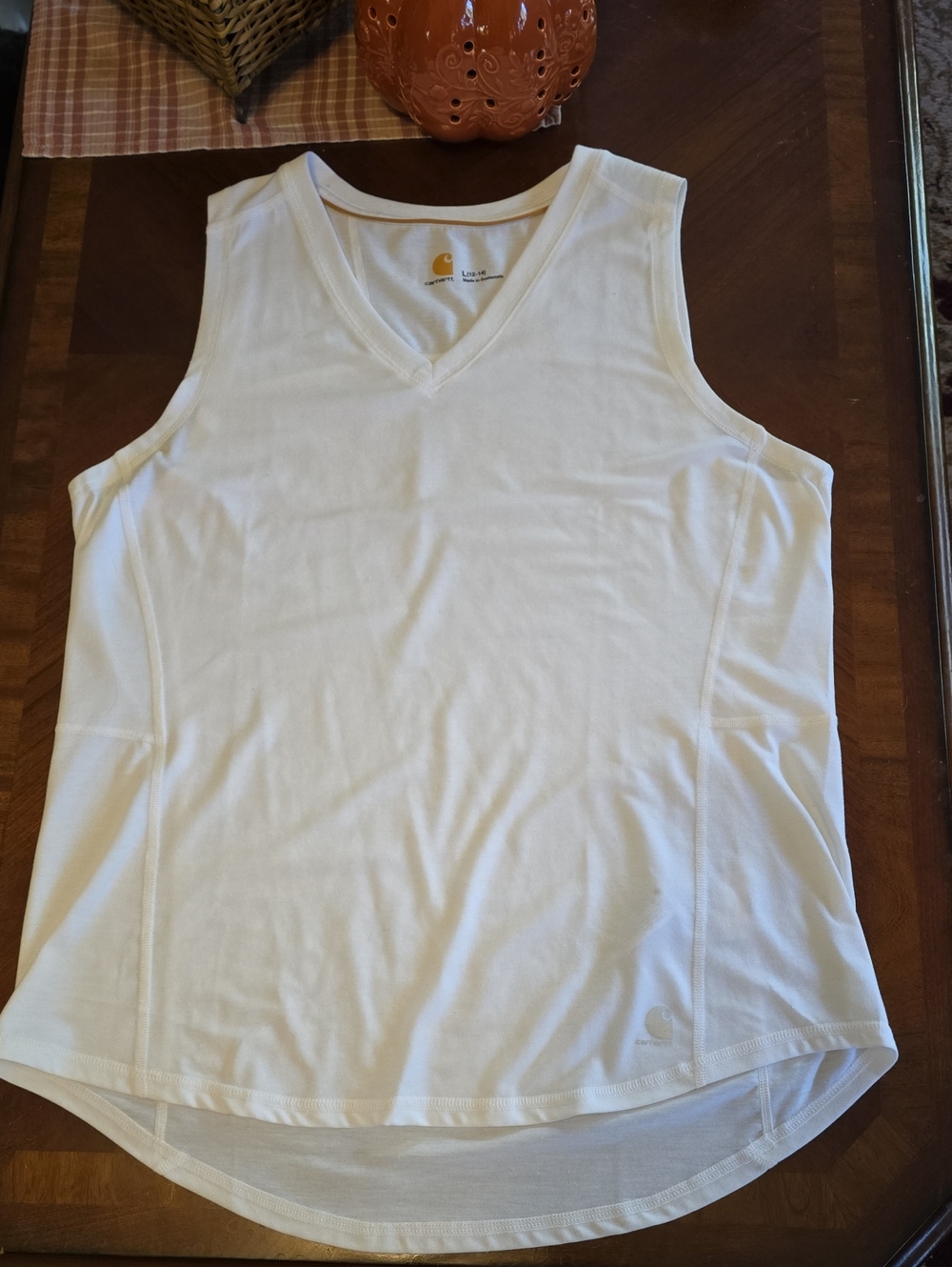 Carhartt Women's White V-Neck Sleeveless Tank NWOT